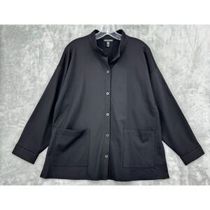 Eileen Fisher Blouse Medium Pointe Knit‎ Pockets Button Lagenlook Minimalist